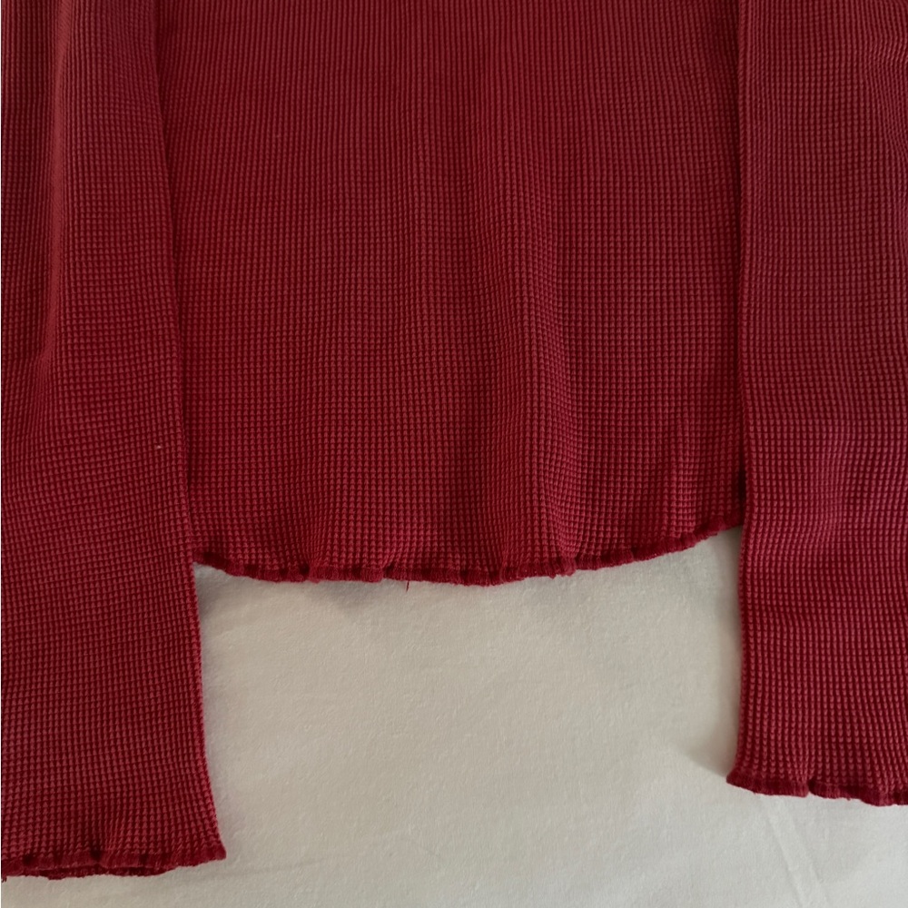 We The Free Deep Red Waffle Knit Top - Picture 5 of 7